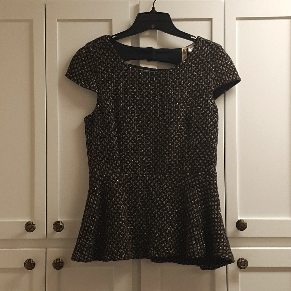 Gold & Black Shimmer Peplum Top NWT